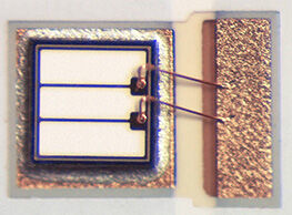 die attach - a LED Chip has been bonded with conductive adhesive under LED light