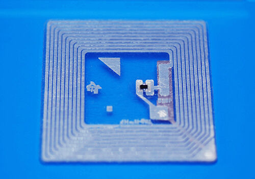 Chip with electrical conductive adhesive on RFID