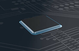graphical representation of a PCB flip chip with adhesive as underfill
