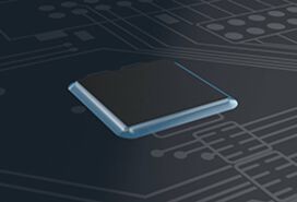 graphical representation of a PCB flip chip with adhesive as underfill | © Panacol