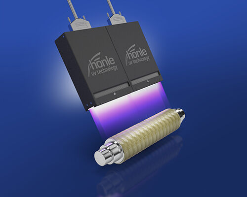 Mandril with filament winding being uv cured